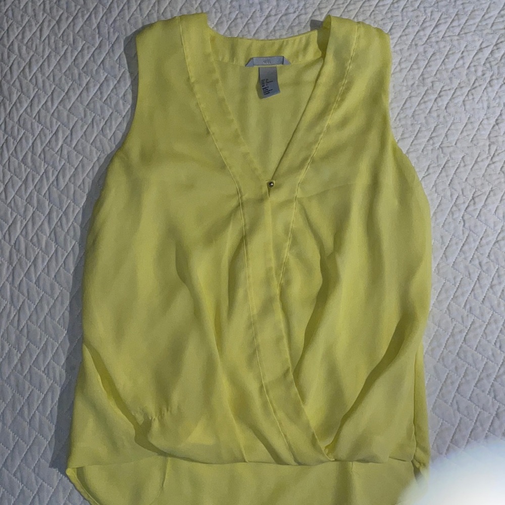 Bright sheer yellow silky blouse
